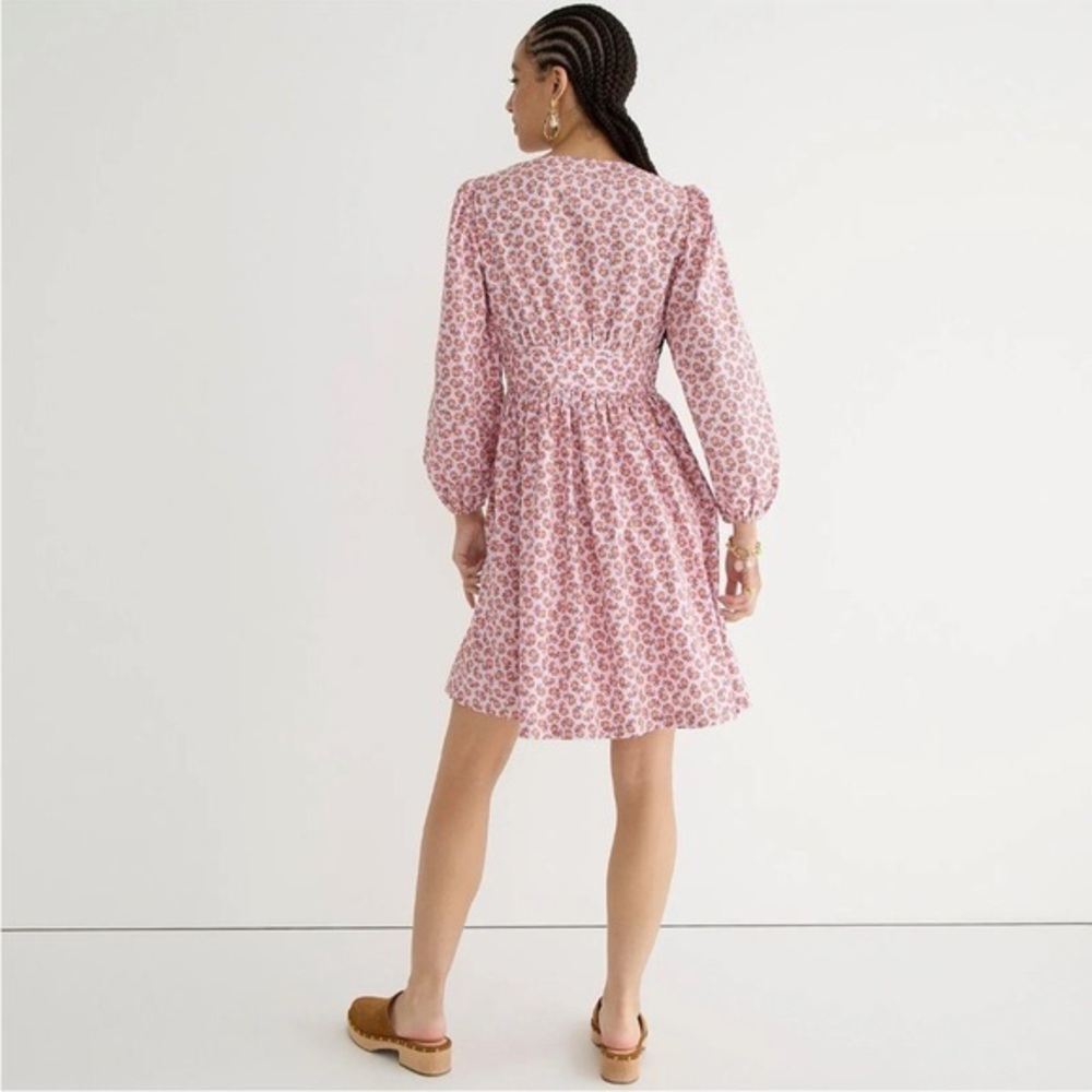 J. CREW V-Neck Cotton Poplin Mini Dress Peony Paisley Floral 8 NWT - Picture 4 of 9